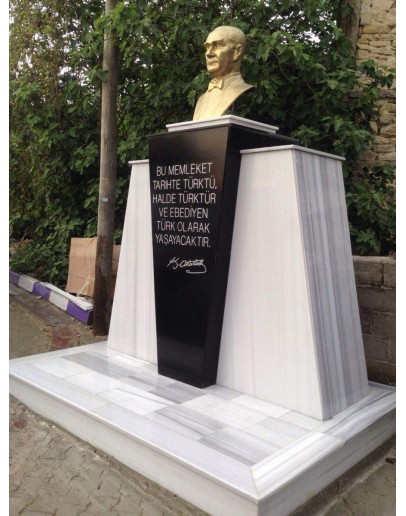 Atatürk Büstü Mermer Siyah Beyaz Granit Kaide