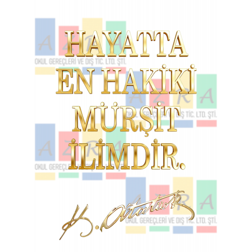 Pirinç Yazı Seti Hayatta En Hakiki Mürşit İlimdir + İmza 8cm Pirinç Yazı Seti Hayatta En Hakiki Mürşit İlimdir + İmza 8cm
