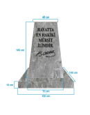 Atatürk Büstü (60cm Fiberglass)+ Kaide (100cm)+ Alt Tabla (100x100cm) Mermer Desenli Bej